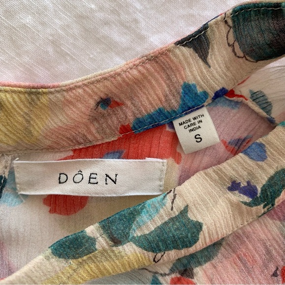 Doen Alette Silk Floral Long Sleeve Mini Dress Fleur Du Matin - Picture 9 of 14